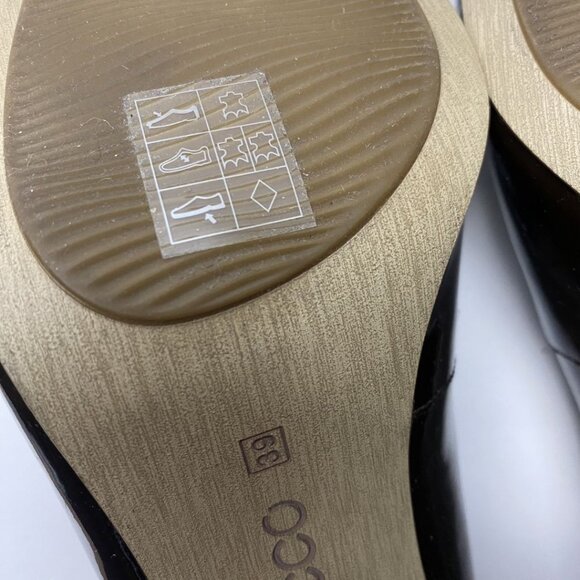 ECCO Brown Patent Leather Block Heel Pumps Size 39 - Picture 6 of 6